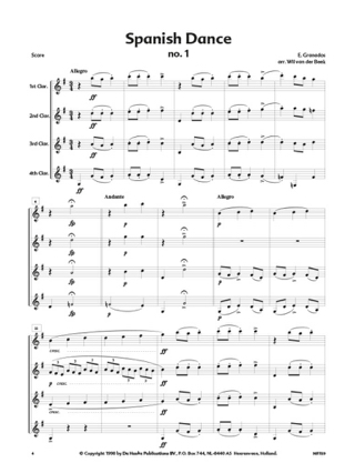 2 Spanish Dances - Clarinet quartet - GRANADOS - Partition